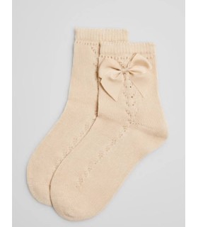 Calcetín corto de hilo con lazo camel