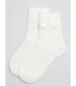 Calcetín corto de hilo con lazo marfil