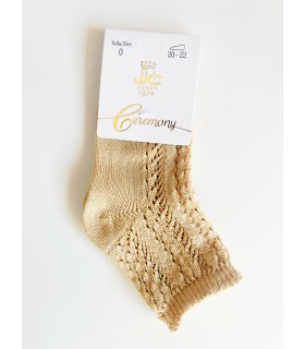 Calcetín corto hilo calado camel
