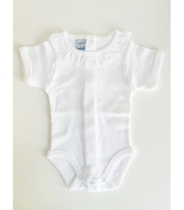 Body cuello batista/puntilla manga corta blanco