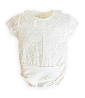 Body camisa plumeti manga corta marfil