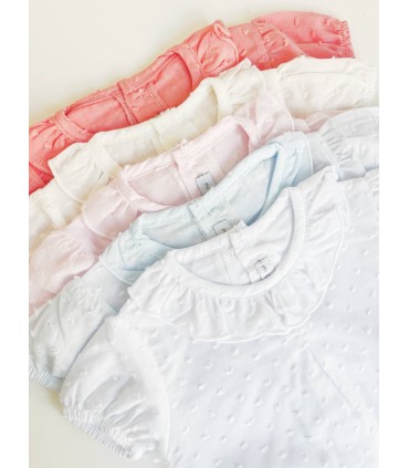 Body camisa plumeti manga corta marfil