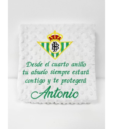 Manta del Betis bordado frase larga y nombre