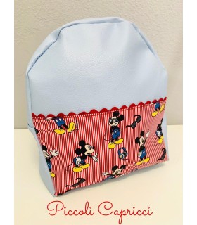 Mochila polipiel Mickey "CELESTE/ROJO"