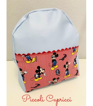 Mochila polipiel Mickey "CELESTE/ROJO"