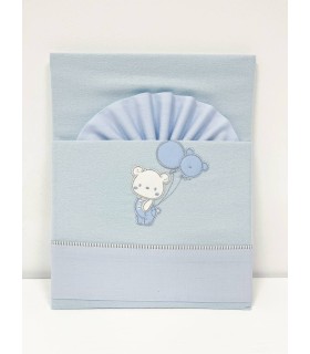 Conjunto sabana franela coche y moises globo celeste