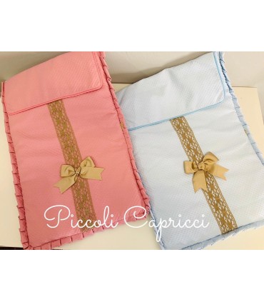 Colchitas piqué Nápoles BOLILLO CAMEL moña en el centro