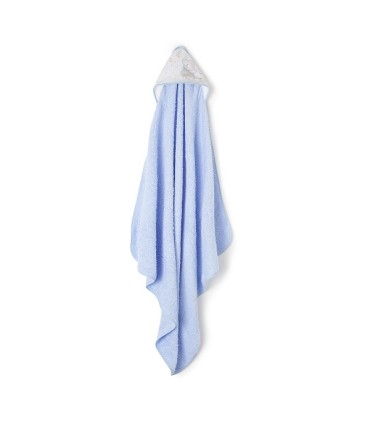 Capa de baño 1 x 1 m con babero Elefante celeste