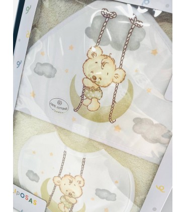 Capa baño + babero Osito Nubes