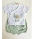 Mudita algodón manga corta Osito Luna verde