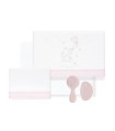Juego sábanas CUNA de tela Elefante rosa con cepillo peine.
