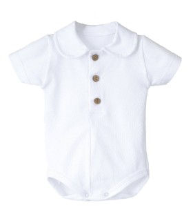 Body manga corta Tímor Elas cuello blanco