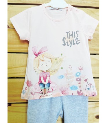 Conjunto de malla this style rosa gris