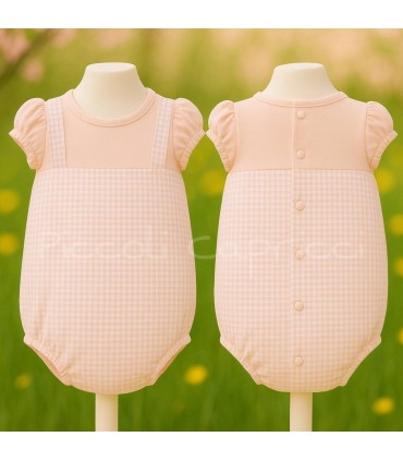 Pelele cuadritos rosa