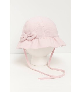 Gorro rosa piqué con lazo
