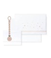 Juego sábanas CUNA de tela luna estrellas bco/rosa con chupetero