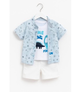 Conjunto 3 piezas dino azul