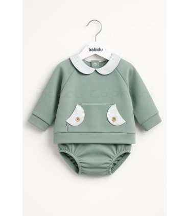 Conjunto sudadera y cubre pañal refugio verde