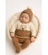 Conjunto lana 3 pzs bordado erizo nuez