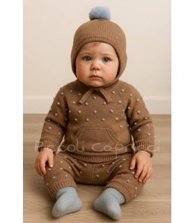 Conjunto canesú bodoques con pantaloncito celeste