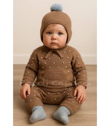 Conjunto canesú bodoques con pantaloncito celeste