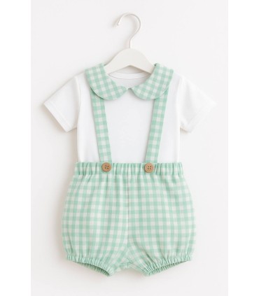 Conjunto niño vichy verde