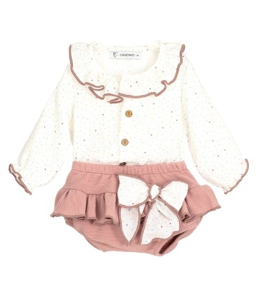 Conjunto pololo nude y camisa Céfiro