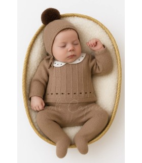 Conjunto lana 3 pzs Tweed nuez