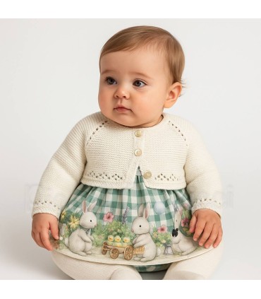 Rebeca corta lana crudo