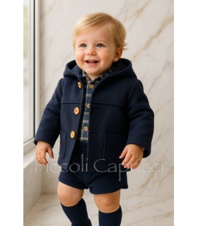 Trenca bebé con capucha azul marino