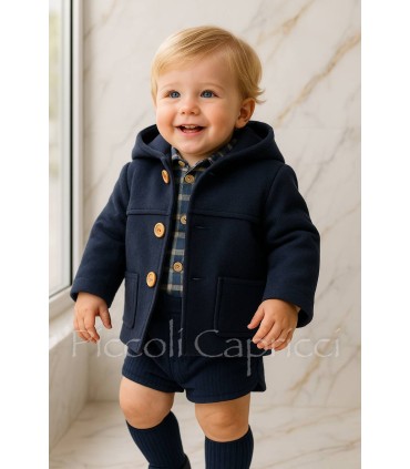 Trenca bebé con capucha azul marino