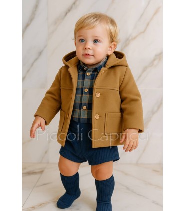 Trenca bebé con capucha camel