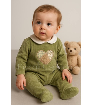 Pijama verde hoja corazón