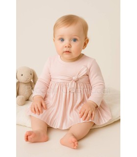 Vestido con cubre pañal de una pieza rosa