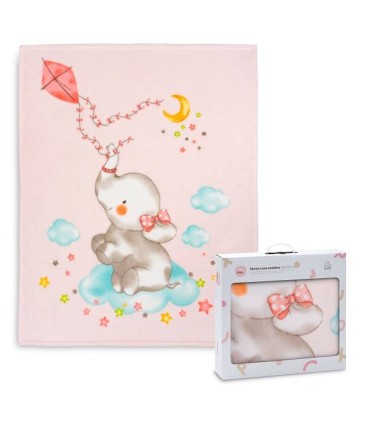 Manta cuna Dumbo rosa