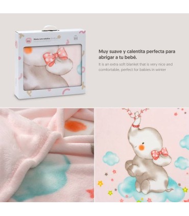 Manta cuna Dumbo rosa