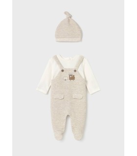 Pelele peto con gorro trenecito beig