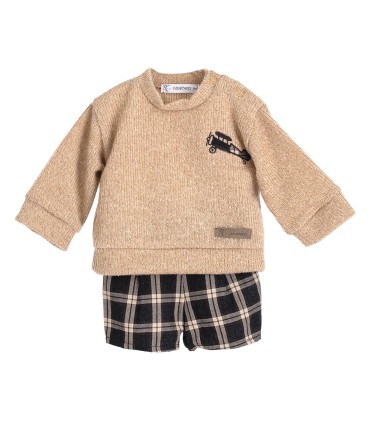 Conjunto pololo niño con blusa color arena Tramontana