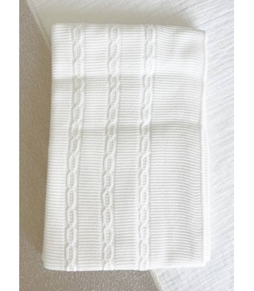 Toquilla de lana trenzado blanca