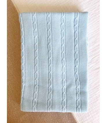 Toquilla de lana trenzado celeste