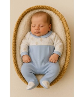 Pelele arbolitos celeste