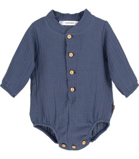 Pelele estena cuello mao unisex color tejano