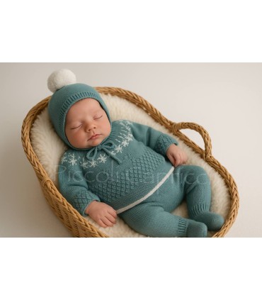 Conjunto 3 piezas jacquard verde