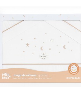 Sabana minicuna y coche tela estrellas luna