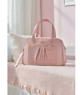 Bolso pliegue polipiel rosa de maternidad.