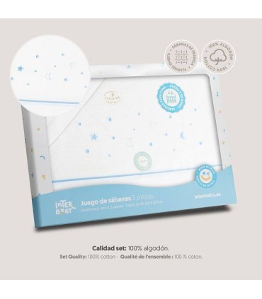 Sabana franela coche minicuna 82 x 51 cm estrellas celeste