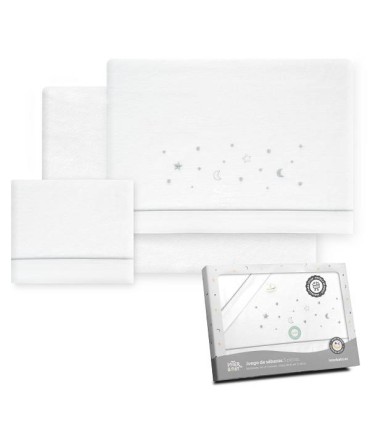 Sabana franela coche minicuna 82 x 51 cm estrellas gris