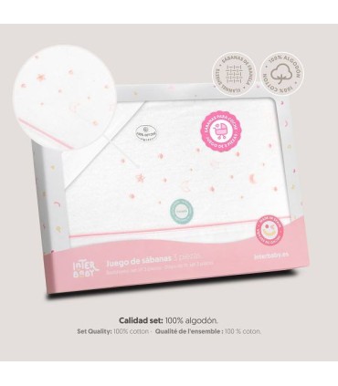 Sabana franela coche minicuna 82 x 51 cm estrellas rosa