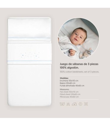 Sabana franela cuna estrellas celeste