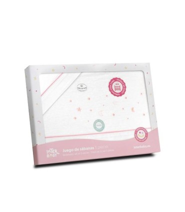 Sabana franela cuna estrellas rosa